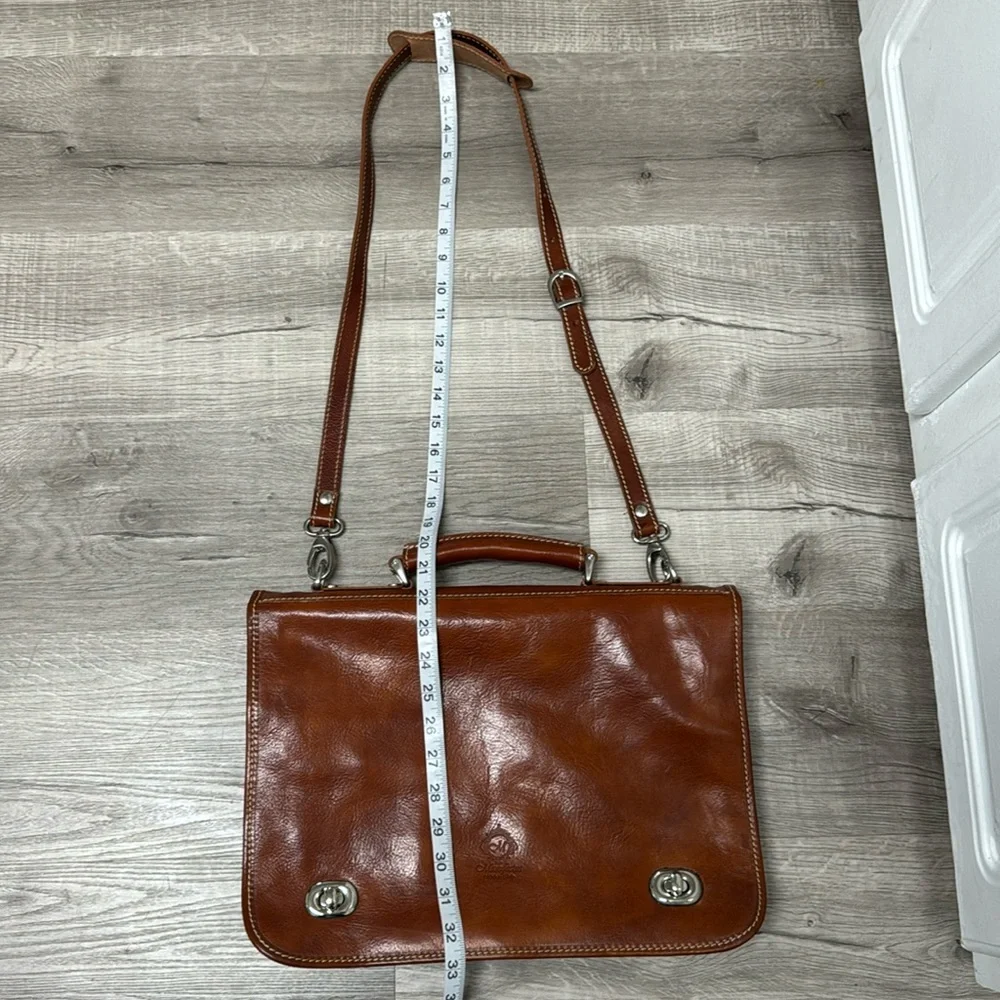 Manufactus Full Grain CalfSkin Italian Leather Slim Briefcase Brown Luxury